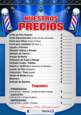 Barber Poster - Barber Shop Price List In Spanish #9