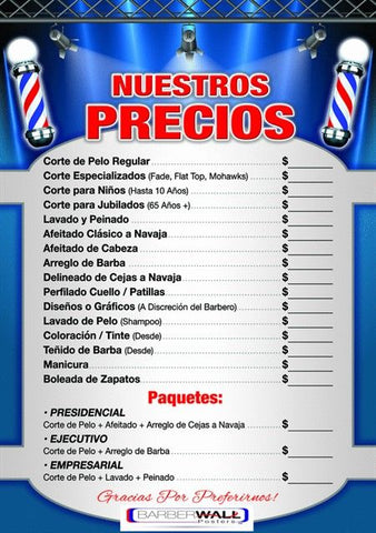 Barber Poster - Barber Shop Price List In Spanish #9